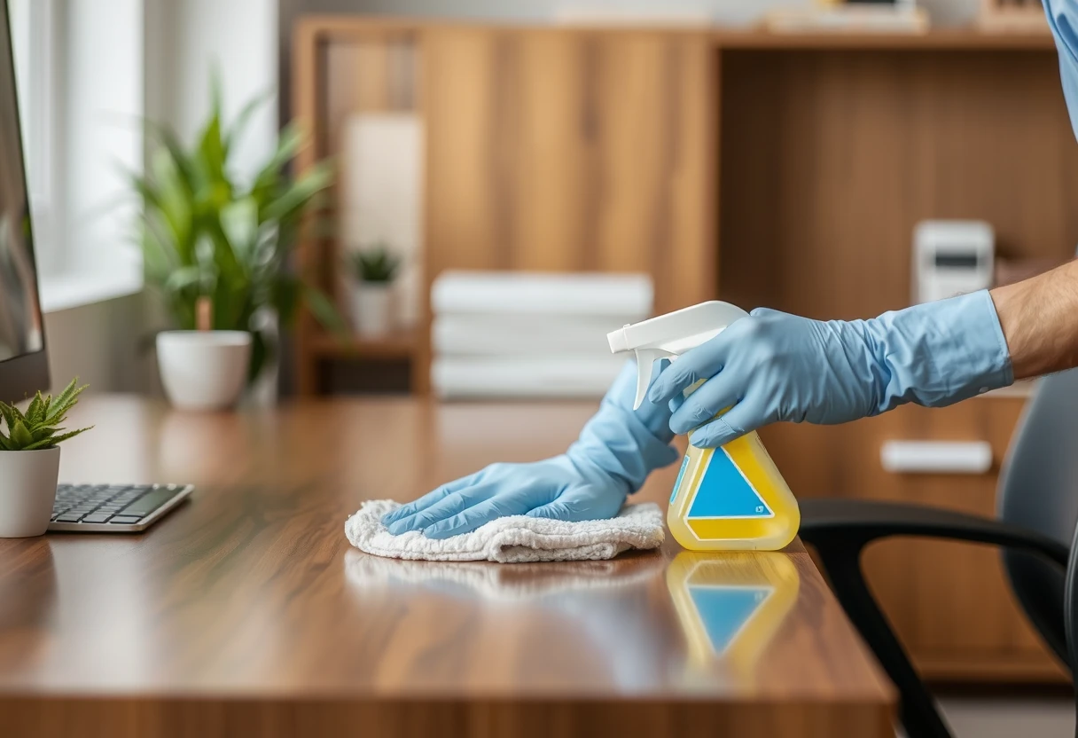 woman cleaning a table